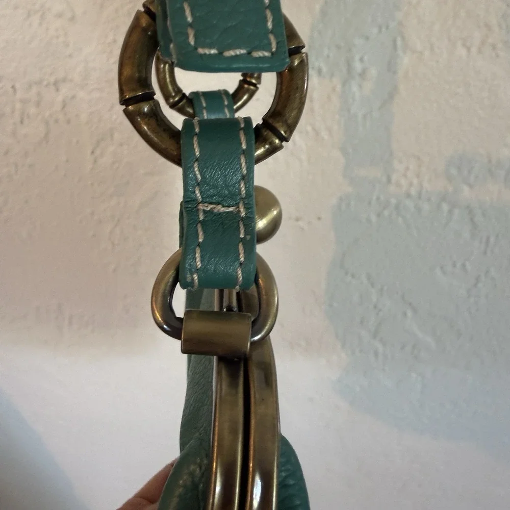 Tommy Bahama Turquoise Faux Leather Kisslock Crossbody Shoulder Bag SAMPLE NEW‎